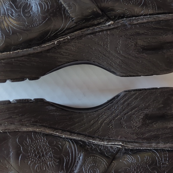 Bolo Etched Tooled Embossed Clog Wedge Nursing Shoes 9 Black - Picture 10 of 16